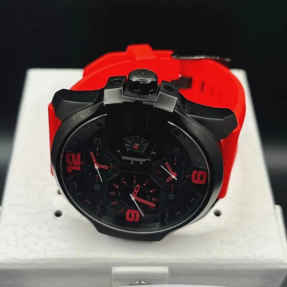 Diesel Uber Chief DZ7466 Four Time Zone Black Red 54mm Men’s Watch